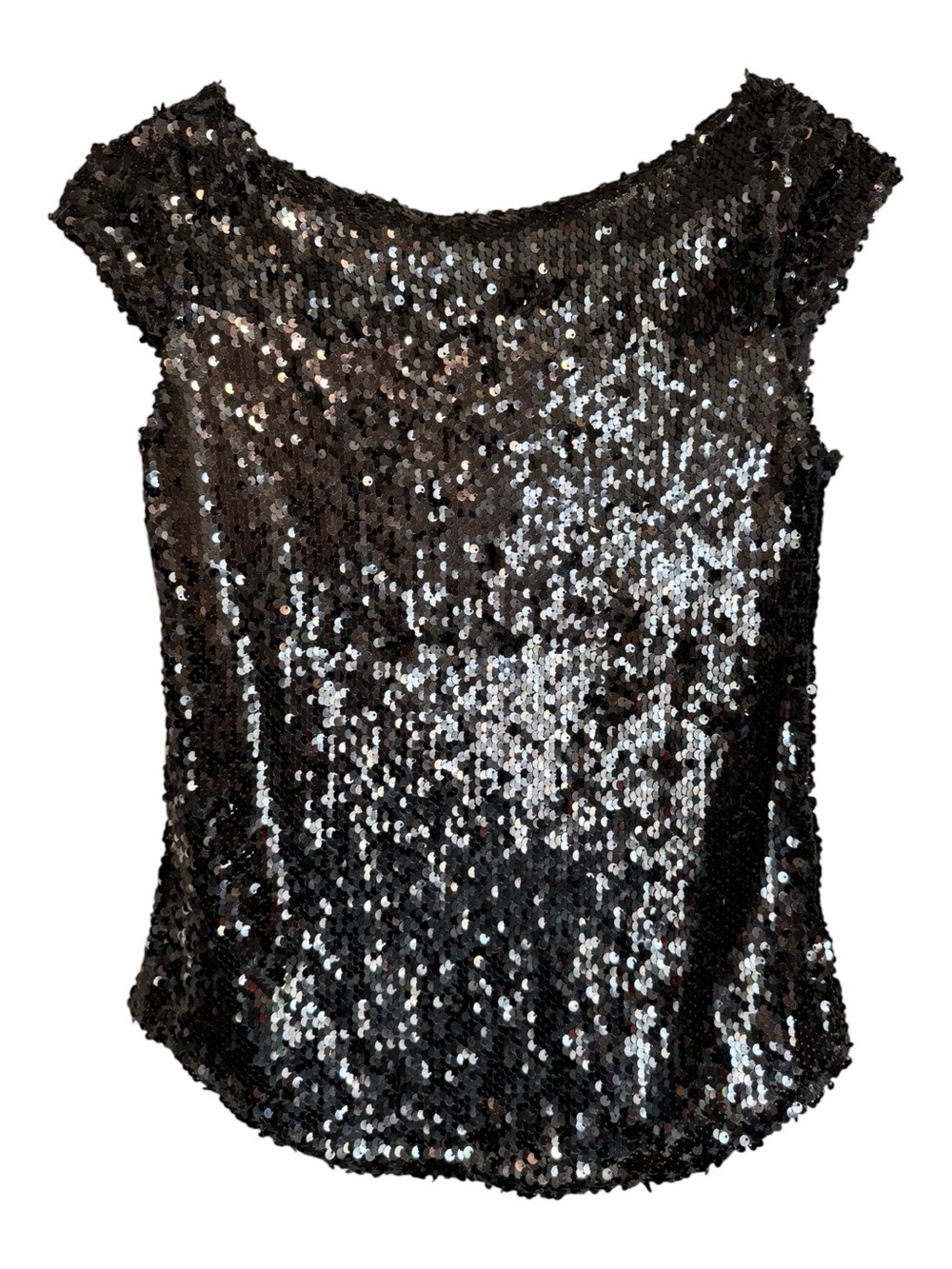 FREE PEOPLE Late Night Black Sequin Boatneck Top M